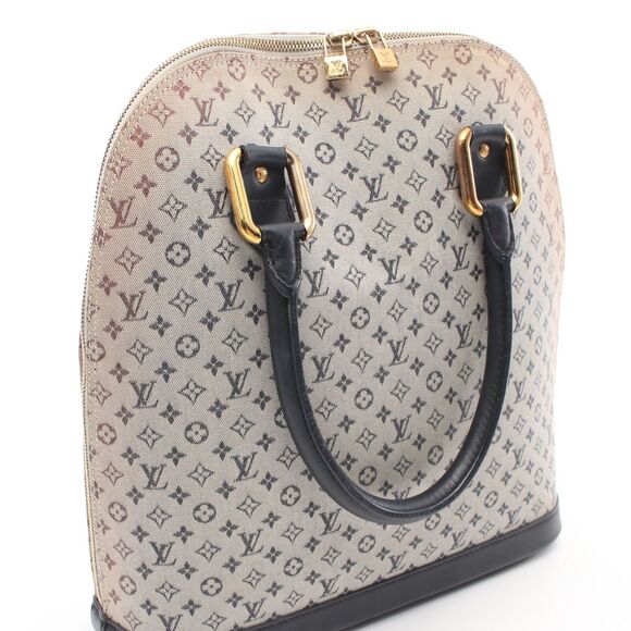 LOUIS VUITTON Alma O Monogram mini Blue Handbag Canvas Leather Ivory Dark navy - Picture 5 of 12